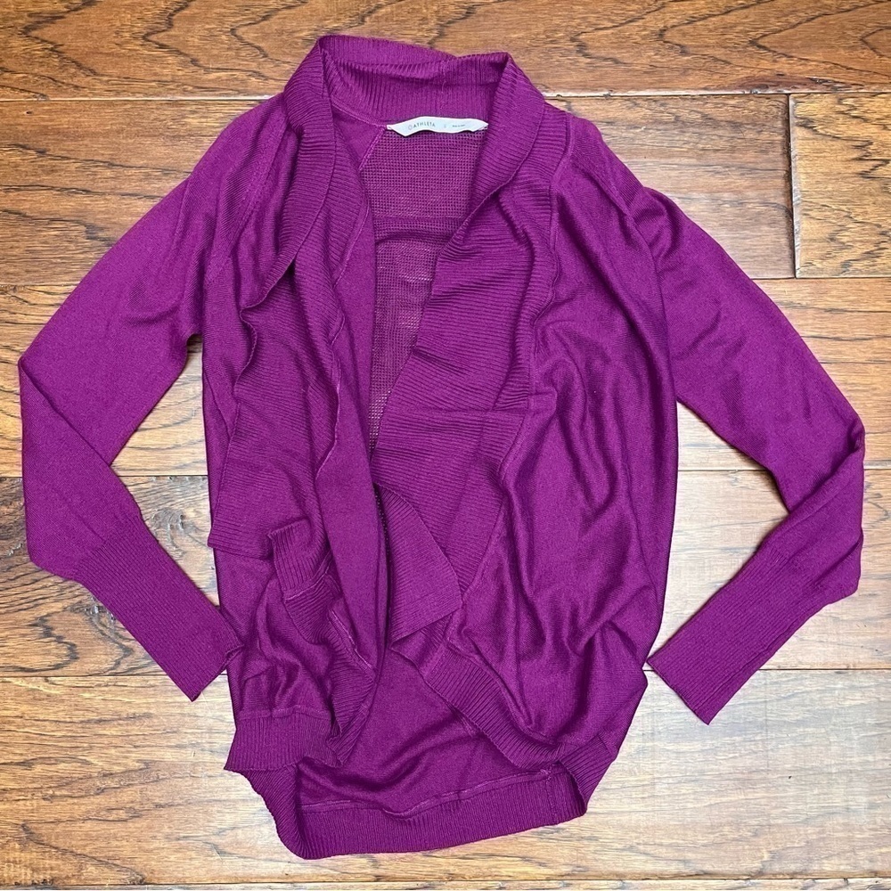 Athleta ruffle front long sleeve cardigan
